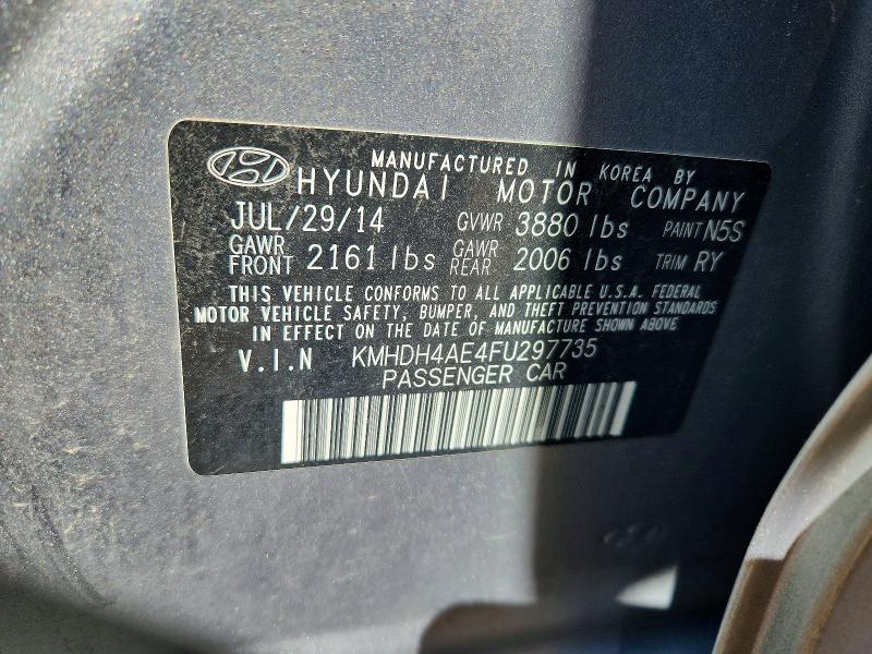 59587306 :رقم المزاد ، KMHDH4AE4FU297735 vin ، 2015 Hyundai Elantra مزاد بيع