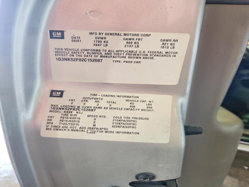 2002 Oldsmobile Alero მანქანა იყიდება აუქციონზე, vin: 1G3NK52F82C152687, აუქციონის ნომერი: 59242906