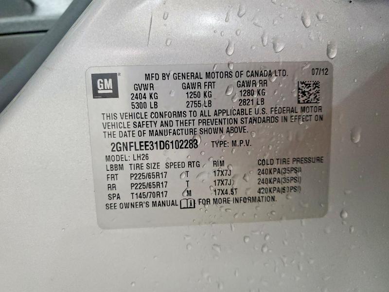 Продаж на аукціоні авто 2013 Chevrolet Equinox, vin: 2GNFLEE31D6102283, номер лоту: 61362626