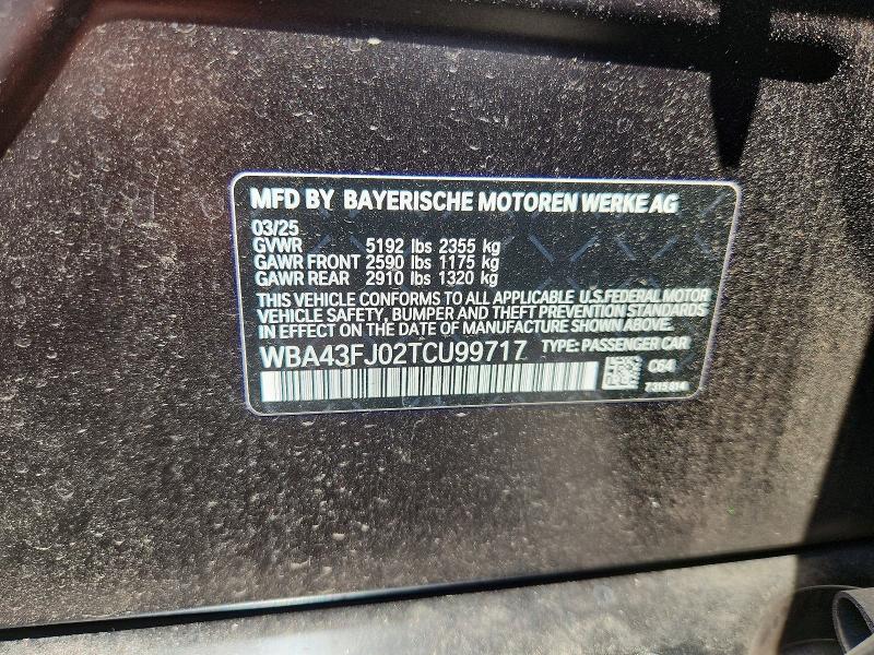 Продаж на аукціоні авто 2026 Bmw 530, vin: WBA43FJ02TCU99717, номер лоту: 61314816