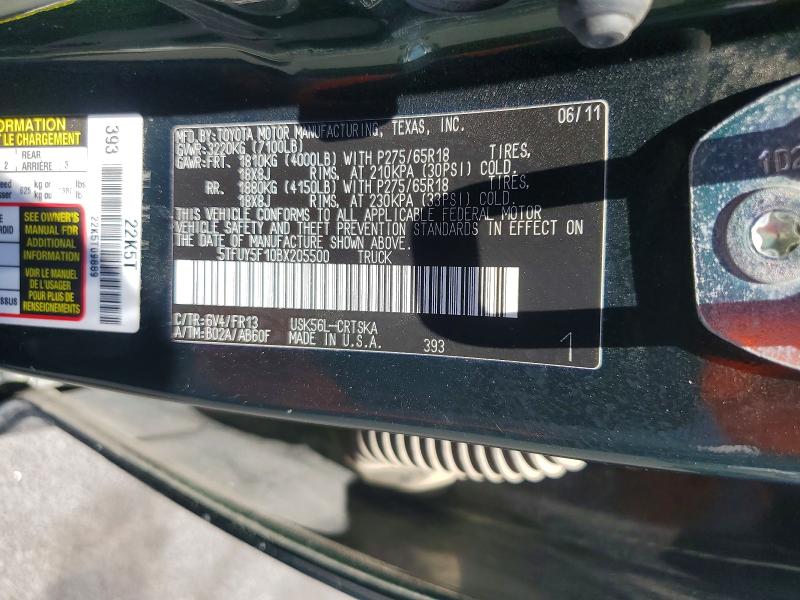 2011 Toyota Tundra მანქანა იყიდება აუქციონზე, vin: 5TFUY5F10BX205500, აუქციონის ნომერი: 61766776