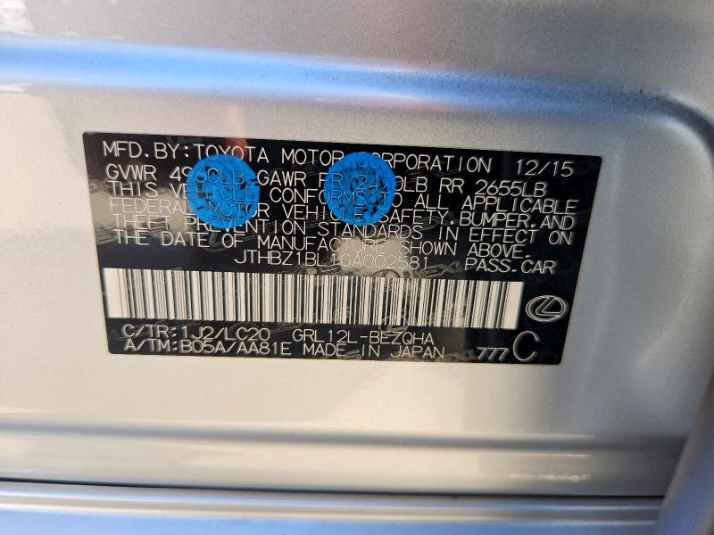 Aukcja sprzedaży 2016 Lexus Gs 350, vin: JTHBZ1BL1GA002581, numer aukcji: 61808596