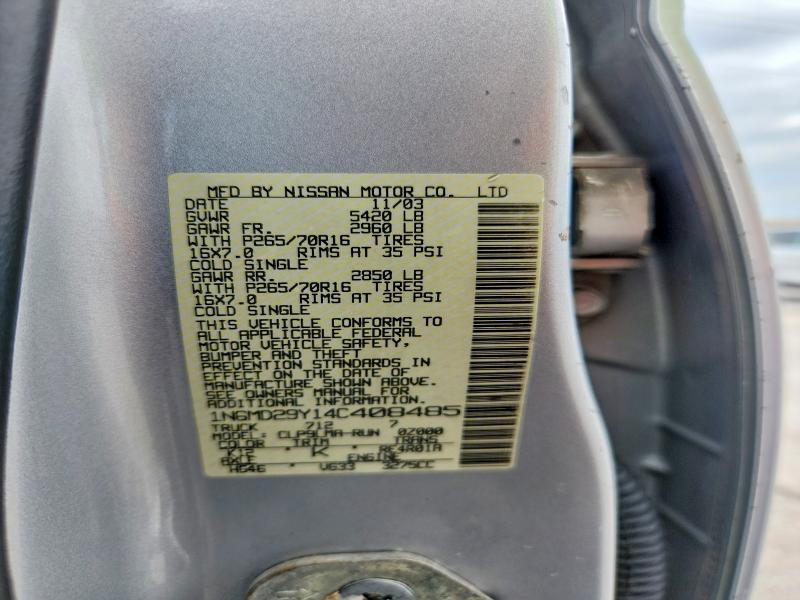 Продаж на аукціоні авто 2004 Nissan Frontier, vin: 1N6MD29Y14C408485, номер лоту: 61862886