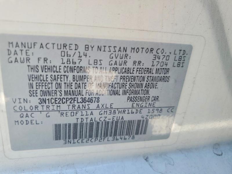 Продажа на аукционе авто 2015 Nissan Versa Note, vin: 3N1CE2CP2FL364678, номер лота: 62843986