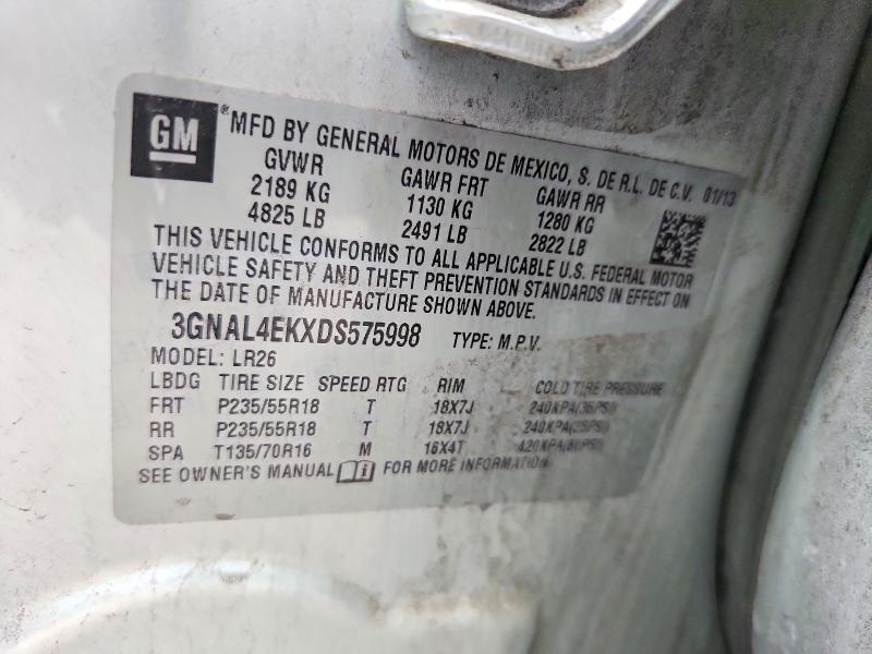 2013 Chevrolet Captiva მანქანა იყიდება აუქციონზე, vin: 3GNAL4EKXDS575998, აუქციონის ნომერი: 62944406