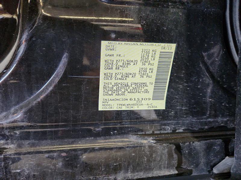 61907406 :رقم المزاد ، 5N1AA0NC1DN615309 vin ، 2013 Nissan Armada مزاد بيع