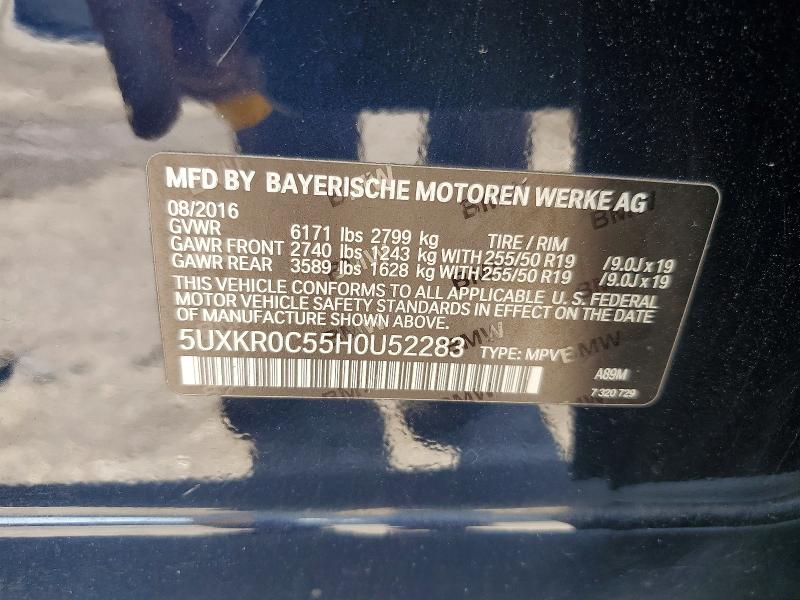 2017 Bmw X5 მანქანა იყიდება აუქციონზე, vin: 5UXKR0C55H0U52283, აუქციონის ნომერი: 62443956