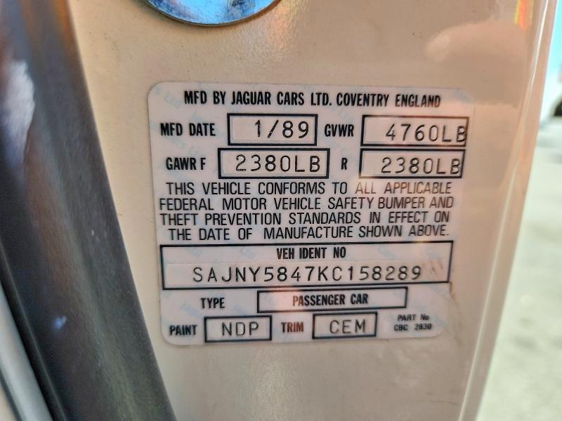 Продажа на аукционе авто 1989 Jaguar Xjs, vin: SAJNY5847KC158289, номер лота: 59352726