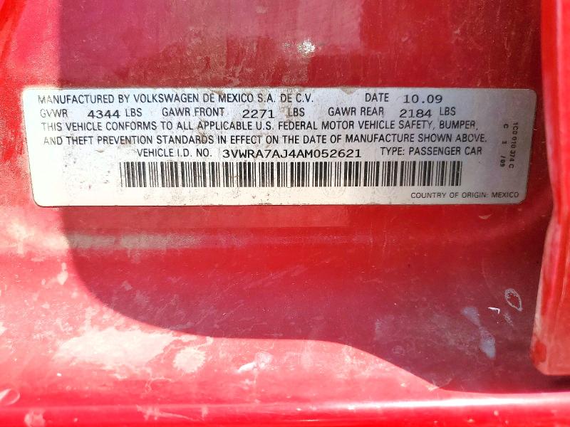 Aukcja sprzedaży 2010 Volkswagen Jetta, vin: 3VWRA7AJ4AM052621, numer aukcji: 76295465