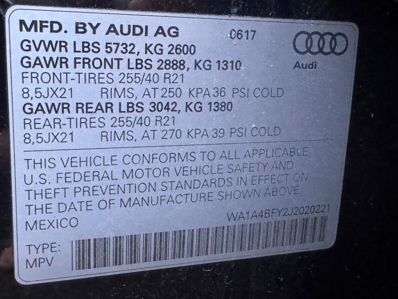 Продаж на аукціоні авто 2018 Audi Sq5, vin: WA1A4BFY2J2020221, номер лоту: 63210076