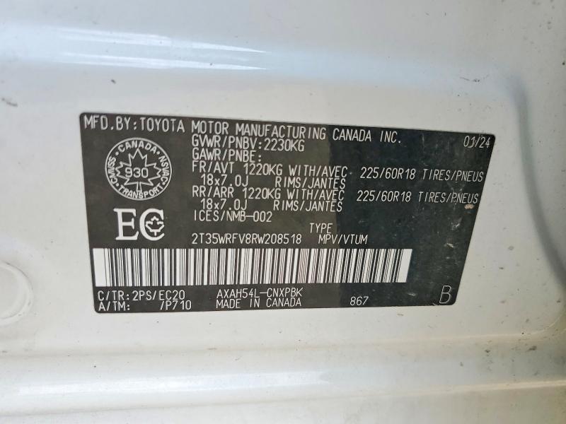 Продажа на аукционе авто 2024 Toyota Rav4, vin: 2T35WRFV8RW208518, номер лота: 58798166