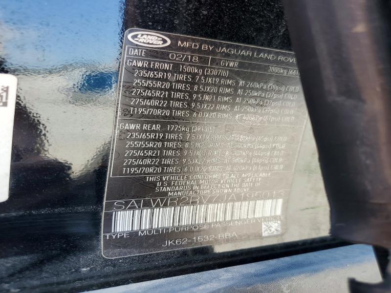 Aukcja sprzedaży 2018 Land Rover Range Rover Sport, vin: SALWR2RV7JA195013, numer aukcji: 62394686