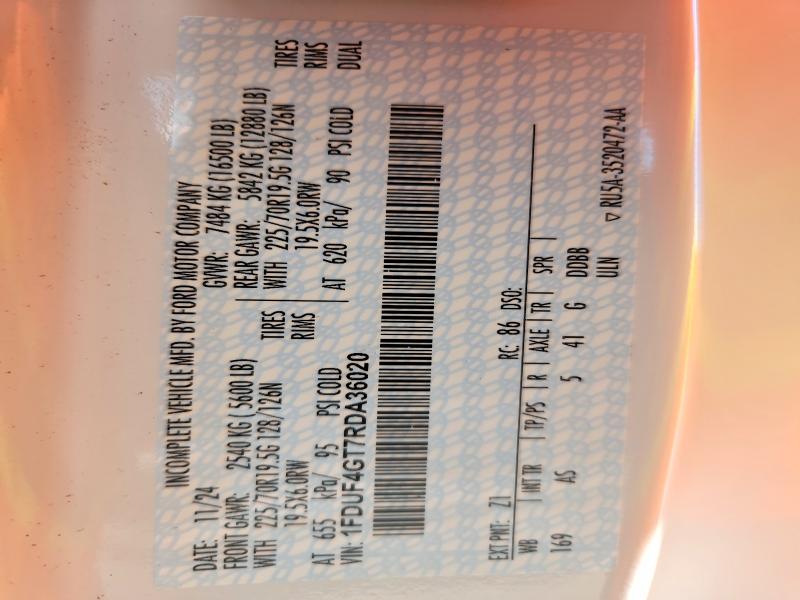 60078426 :رقم المزاد ، 1FDUF4GT7RDA36020 vin ، 2024 Ford F450 مزاد بيع