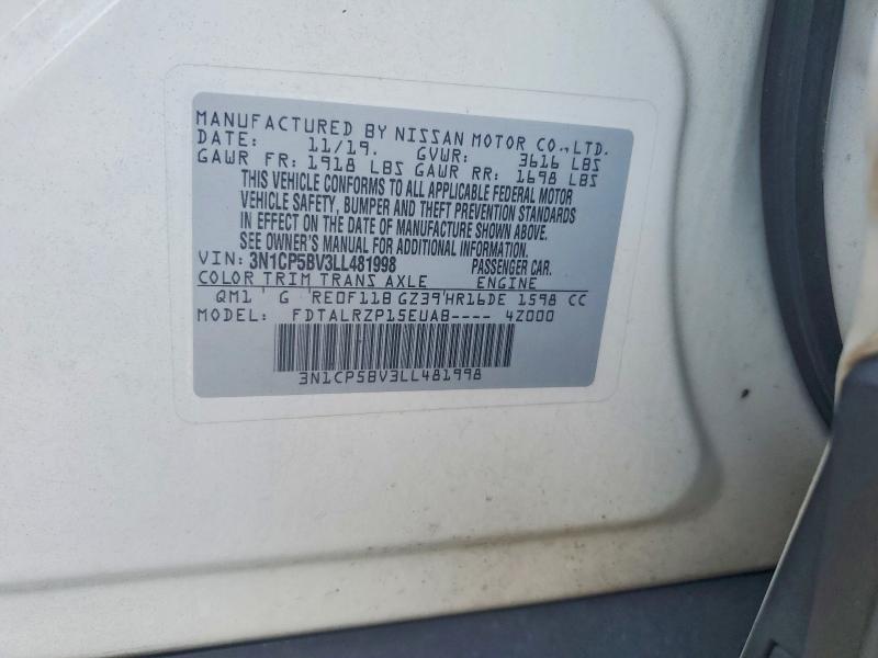 Продажа на аукционе авто 2020 Nissan Kicks, vin: 3N1CP5BV3LL481998, номер лота: 61179006