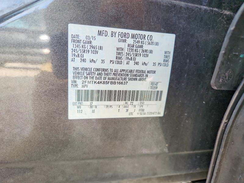 59366226 :رقم المزاد ، 2FMTK4K85FBB16637 vin ، 2015 Ford Edge مزاد بيع