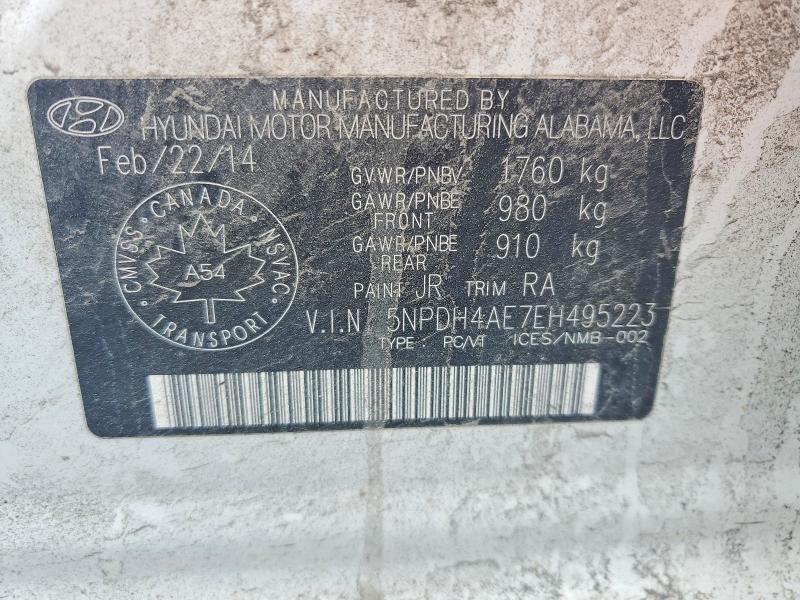 2014 Hyundai Elantra მანქანა იყიდება აუქციონზე, vin: 5NPDH4AE7EH495223, აუქციონის ნომერი: 59301566