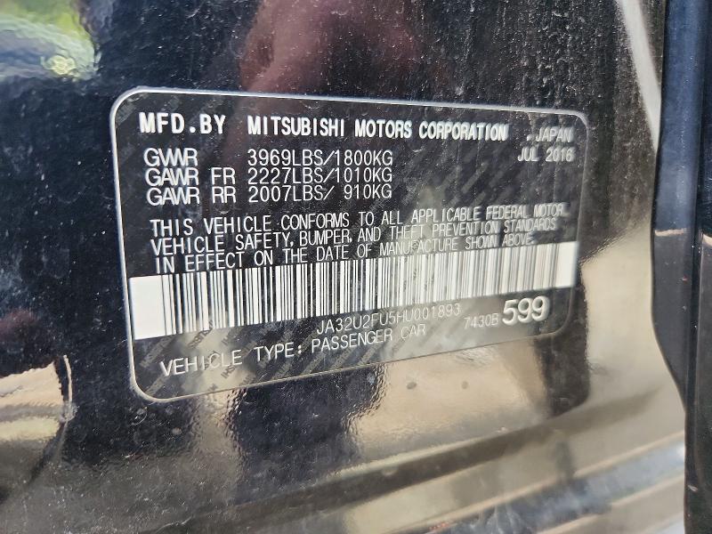 Aukcja sprzedaży 2017 Mitsubishi Lancer, vin: JA32U2FU5HU001893, numer aukcji: 59532036