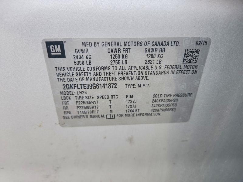 2016 Gmc Terrain მანქანა იყიდება აუქციონზე, vin: 2GKFLTE39G6141872, აუქციონის ნომერი: 63191166