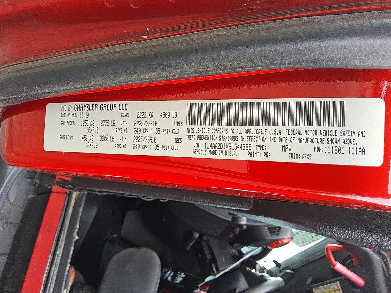 60865576 :رقم المزاد ، 1J4AA2D1XBL544369 vin ، 2011 Jeep Wrangler مزاد بيع