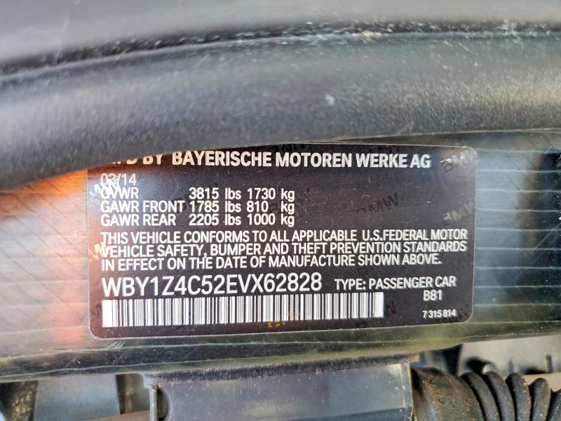 Aukcja sprzedaży 2014 Bmw I3, vin: WBY1Z4C52EVX62828, numer aukcji: 62908076