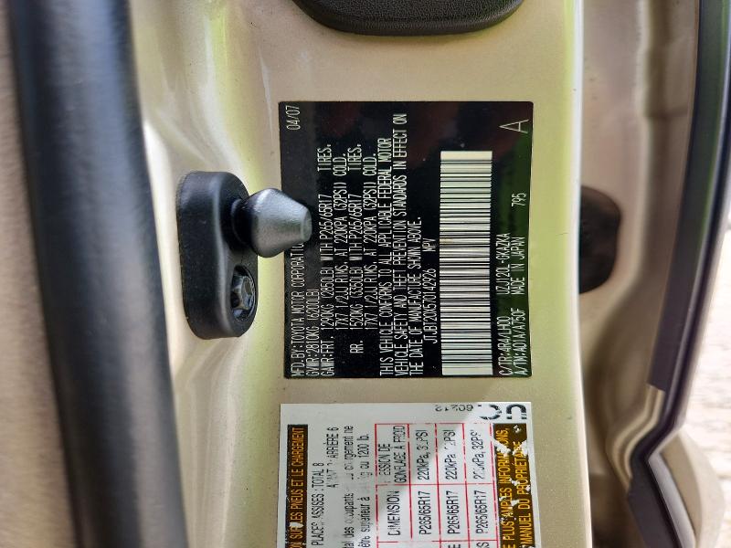 2007 Lexus Gx მანქანა იყიდება აუქციონზე, vin: JTJBT20X570142926, აუქციონის ნომერი: 61782786