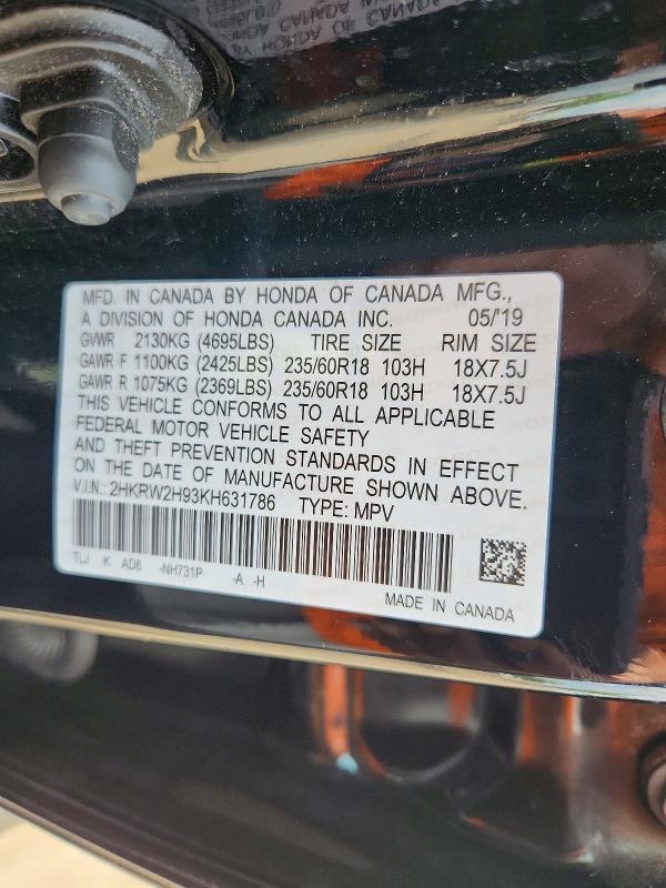 Продажа на аукционе авто 2019 Honda Cr-v, vin: 2HKRW2H93KH631786, номер лота: 63158356