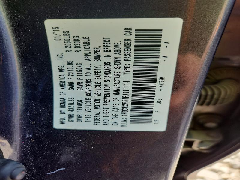 59585306 :رقم المزاد ، 1HGCR2F51FA111114 vin ، 2015 Honda Accord مزاد بيع