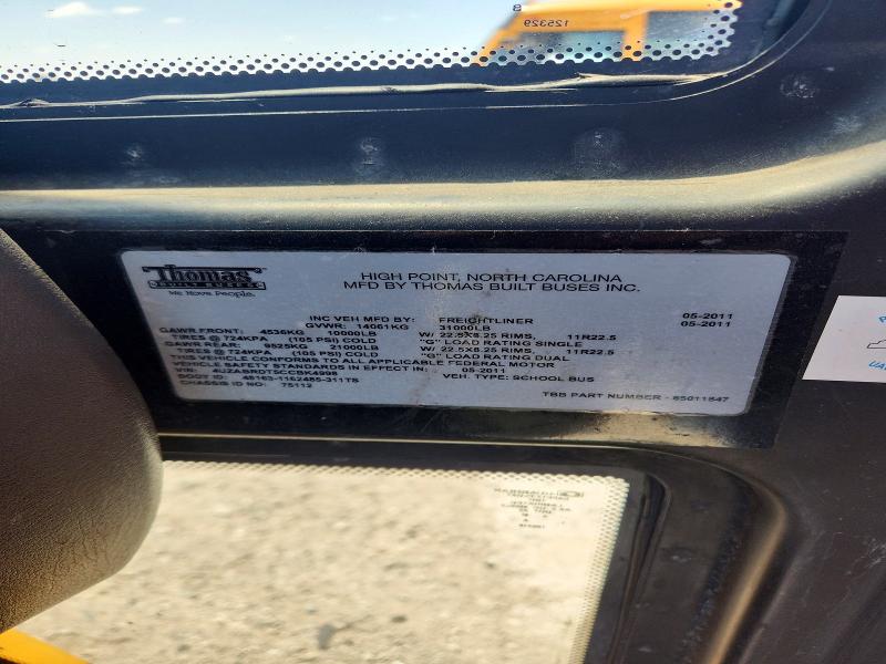 60884886 :رقم المزاد ، 4UZABRDT5CCBK4998 vin ، 2012 Thomas Unknown مزاد بيع