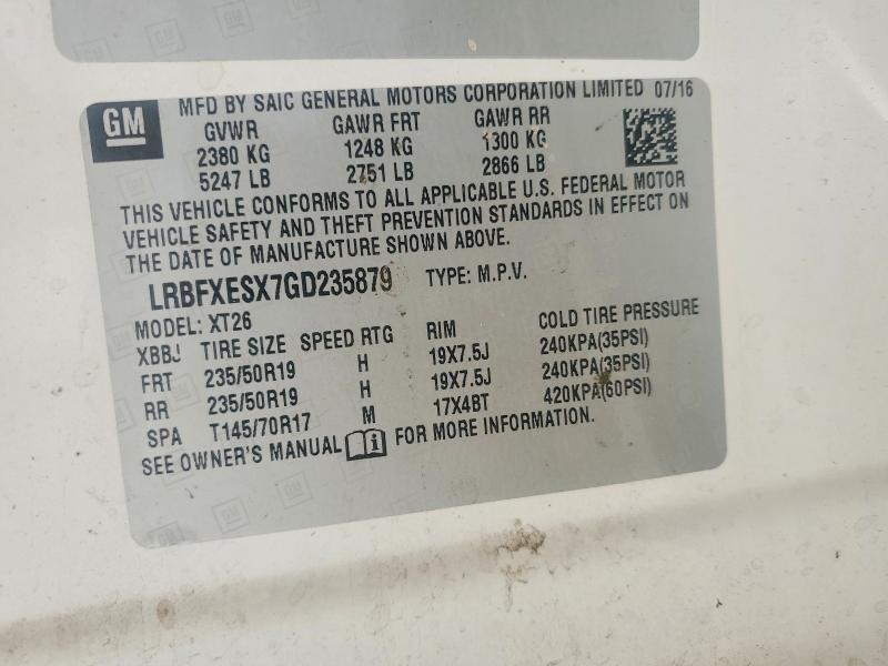 60394436 :رقم المزاد ، LRBFXESX7GD235879 vin ، 2016 Buick Envision مزاد بيع