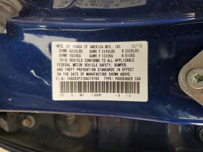 Aukcja sprzedaży 2013 Honda Accord, vin: 1HGCR2F31DA074769, numer aukcji: 61032036