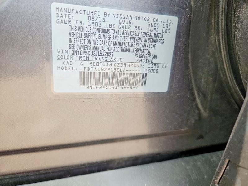 Aukcja sprzedaży 2018 Nissan Kicks, vin: 3N1CP5CU3JL522827, numer aukcji: 61766446