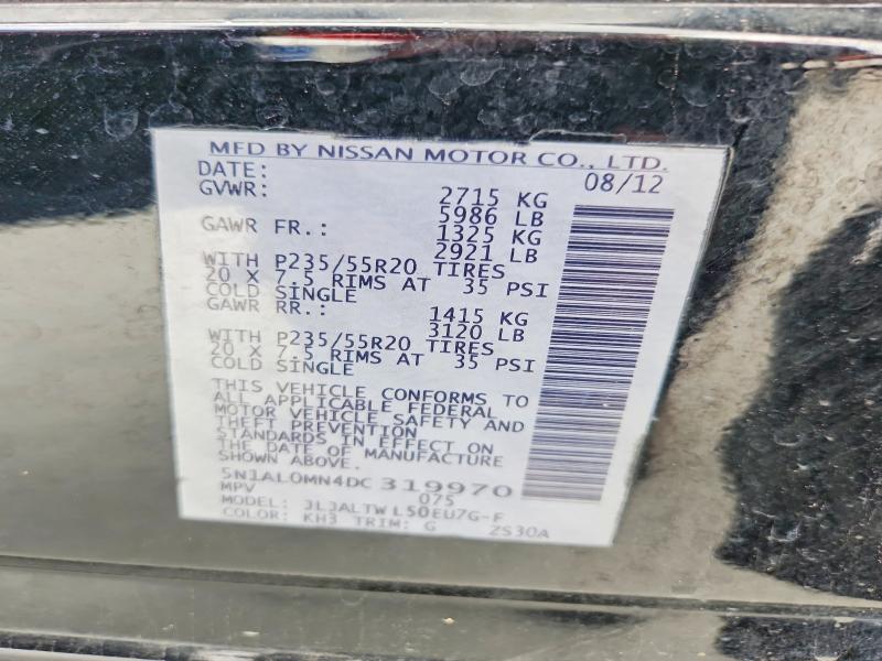 61590666 :رقم المزاد ، 5N1AL0MN4DC319970 vin ، 2013 Infiniti Jx35 مزاد بيع
