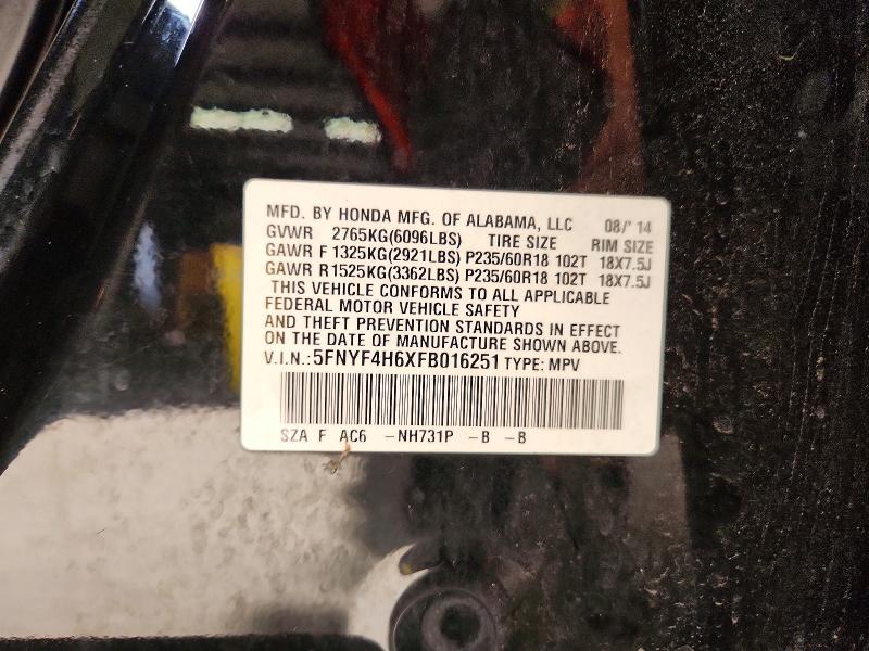 Продажа на аукционе авто 2015 Honda Pilot, vin: 5FNYF4H6XFB016251, номер лота: 61786096