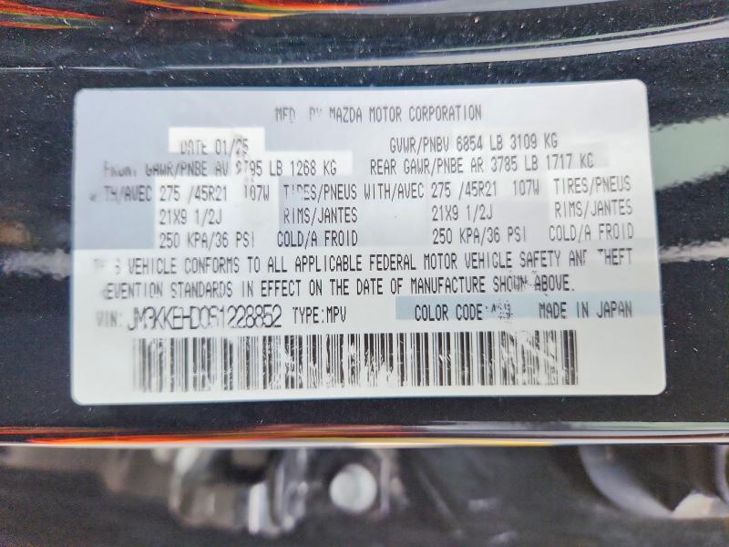 2025 Mazda Cx-90 მანქანა იყიდება აუქციონზე, vin: JM3KKEHD0S1228852, აუქციონის ნომერი: 69412256