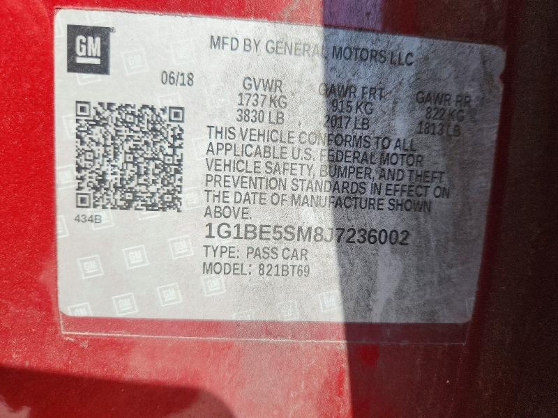 62943736 :رقم المزاد ، 1G1BE5SM8J7236002 vin ، 2018 Chevrolet Cruze مزاد بيع