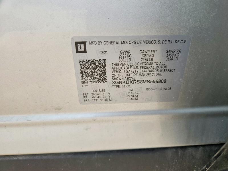Aukcja sprzedaży 2021 Chevrolet Blazer, vin: 3GNKBKRS8MS556808, numer aukcji: 62244056