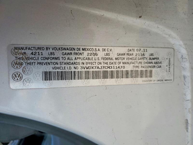 Aukcja sprzedaży 2012 Volkswagen Jetta, vin: 3VWDX7AJ7CM311470, numer aukcji: 61323616