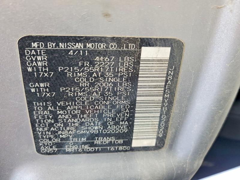 Aukcja sprzedaży 2011 Nissan Juke, vin: JN8AF5MV9BT020209, numer aukcji: 62545816