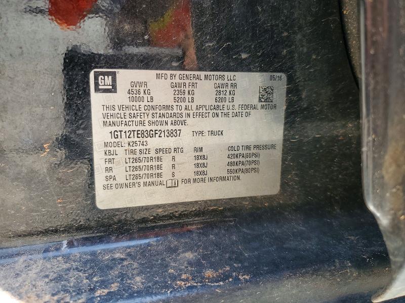 Aukcja sprzedaży 2016 Gmc Sierra, vin: 1GT12TE83GF213837, numer aukcji: 60406296