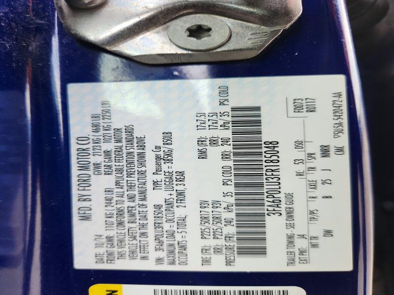 Aukcja sprzedaży 2015 Ford Fusion, vin: 3FA6P0LU3FR185048, numer aukcji: 61810726