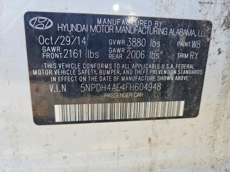 Aukcja sprzedaży 2015 Hyundai Elantra, vin: 5NPDH4AE4FH604948, numer aukcji: 59677616