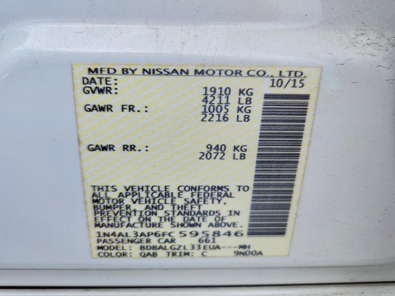 2015 Nissan Altima მანქანა იყიდება აუქციონზე, vin: 1N4AL3AP6FC595846, აუქციონის ნომერი: 60326306