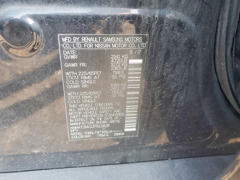 62034336 :رقم المزاد ، KNMAT2MV2JP522828 vin ، 2018 Nissan Rogue مزاد بيع