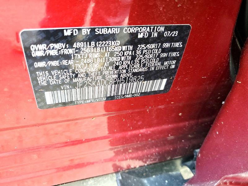 Продаж на аукціоні авто 2023 Subaru Forester, vin: JF2SKADC8PH519825, номер лоту: 61234366