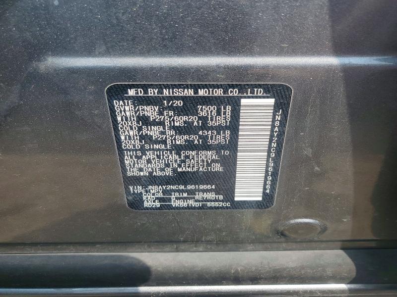 Aukcja sprzedaży 2020 Nissan Armada, vin: JN8AY2NC9L9619664, numer aukcji: 62215596