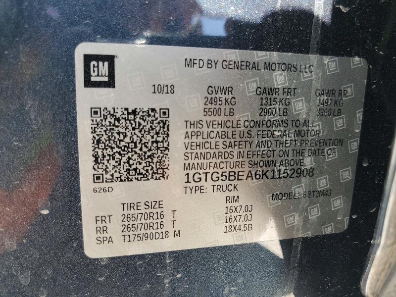 Aukcja sprzedaży 2019 Gmc Canyon, vin: 1GTG5BEA6K1152908, numer aukcji: 61885966