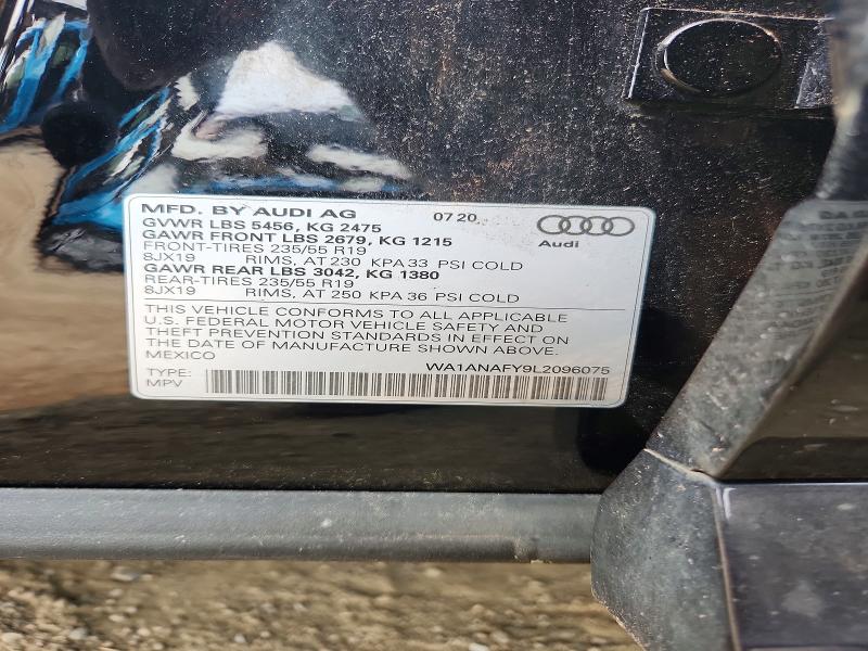 60961096 :رقم المزاد ، WA1ANAFY9L2096075 vin ، 2020 Audi Q5 مزاد بيع