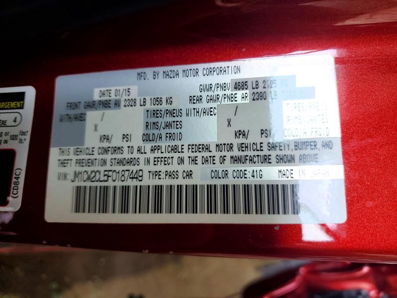 2015 Mazda 5 მანქანა იყიდება აუქციონზე, vin: JM1CW2CL5F0187449, აუქციონის ნომერი: 60267946