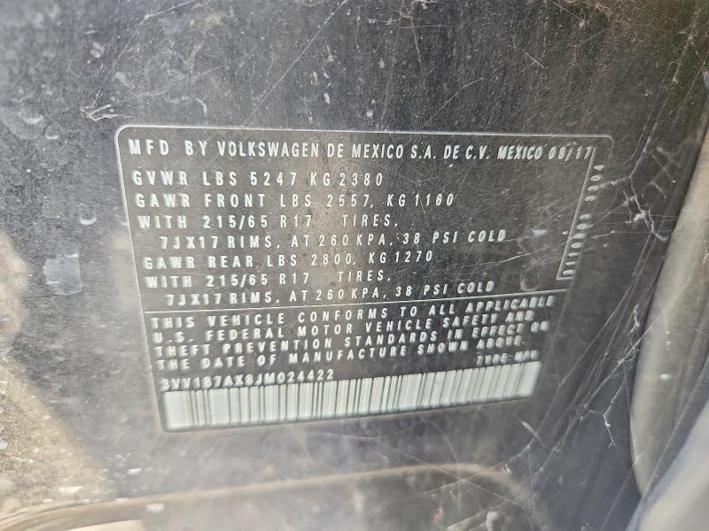 Aukcja sprzedaży 2018 Volkswagen Tiguan, vin: 3VV1B7AX8JM024422, numer aukcji: 59885236