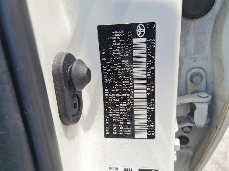 Aukcja sprzedaży 2021 Toyota Corolla, vin: 5YFVPMAE1MP214154, numer aukcji: 60447166